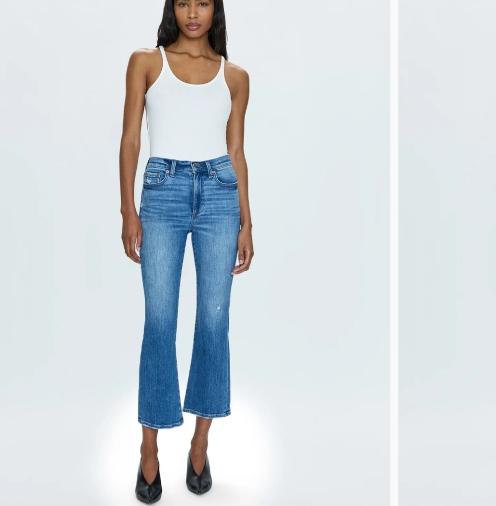 Anthropologie Pistola Lennon High-Rise Crop Bootcut Jeans Light Distressed SZ 26